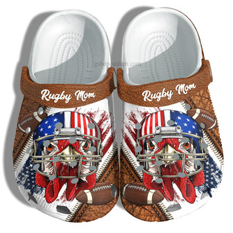 Rugby Chicken America Flag Clog Shoes Gift Men Women- Football Rugby Usa Flag 4Th Of July Shoes Customize - Monsterry