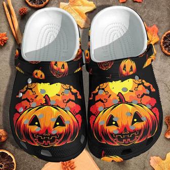 Scary Pumpkin Dark Night Custom Shoes Clogs - Halloween Outdoor Shoes Clogs Birthday Gift - Monsterry