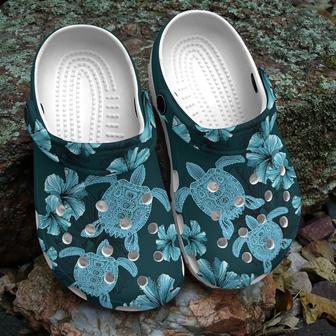 Sea Turtle With Flower Shoes Clogs For Mothers Day - Monsterry CA