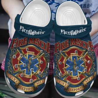 Service Before Self Shoes - Fire Rescue Clogs Gifts For Birthday - Monsterry UK