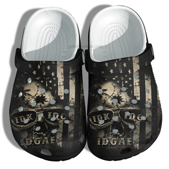 Skull America Usa Flag Vintage Shoes Gift Men Women - Idk Idc Idgaf Funny Shoes Clog Clogs Gift Father Day - Monsterry