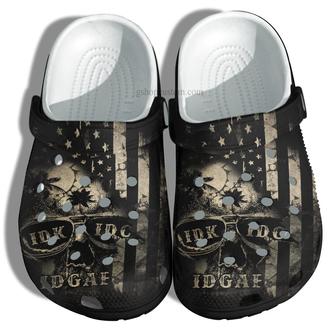 Skull America Usa Flag Vintage Shoes Gift Men Women - Idk Idc Idgaf Funny Shoes Croc Clogs Gift Father Day - Monsterry AU