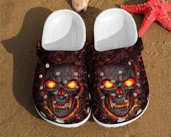 Skull Art Fire Motorcycle Lovers Gift For Motorcyclist Him Her Cool Clog Shoes - Monsterry DE