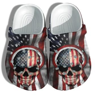 Skull Hunter America Flag Shoes Gift Men Father Day- Us Proud Veterans 4Th Of July Shoes Birthday Gift Uncle - Monsterry CA