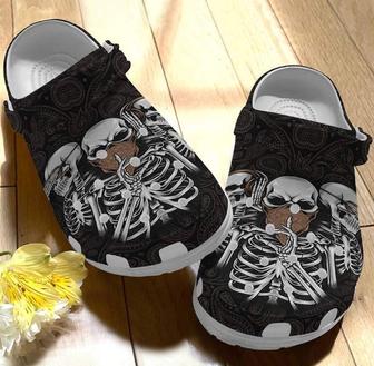 Skull Tattoo Hippie Clog Shoesshoes Skull Shoes Crocbland Clog Gifts For Men Women - Monsterry