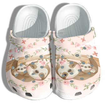 Sloth Mom Flower Cute Shoes - Sloth Kid Mom Beach Shoes Clog Clogs - Monsterry