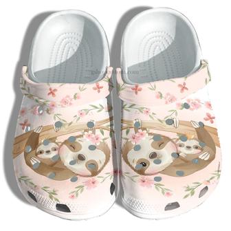 Sloth Mom Flower Cute Shoes - Sloth Kid Mom Beach Shoes Croc Clogs - Monsterry CA