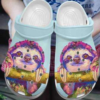 Sloth Portrait Shoes - Sloth Art Clogs Birthday Gift Children - Monsterry