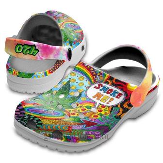 Smoke Me 420 Hippie Shoes - Funny Rainbow Weed Clogs For Friends - Smoke-2Hp - Monsterry