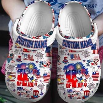 Snoopy Peanuts July 4 Independence Day Cartoon Crocs Crocband Clogs Shoes Custom Name For Men Women And Kids | Favorety UK