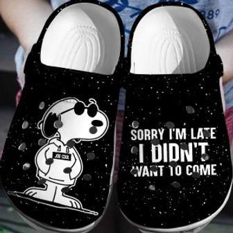 Snoopy - Sorry Im Late I Didnt Want To Come Crocs 3D Clog Shoes | Favorety