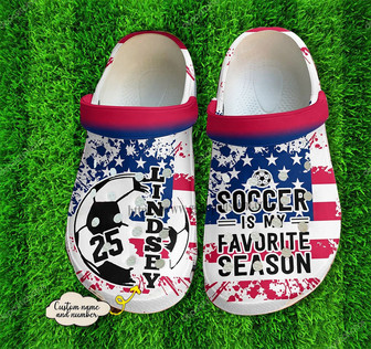 Soccer America Flag Shoes Gift Son Daughter- Football 4Th Of July Gift Shoes Clog Clogs Customize - Monsterry