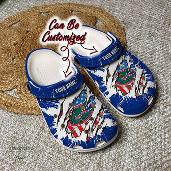 Sport Personalized Fgators University Ripped American Flag Clog Shoes - Monsterry