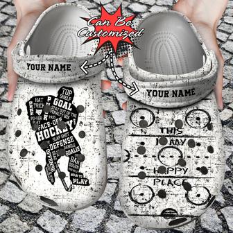 Sport Personalized Hockey Player This Is My Happy Place Clog Shoes - Monsterry CA