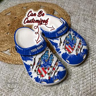 Sport Personalized Kwildcats University Ripped American Flag Clog Shoes - Monsterry UK