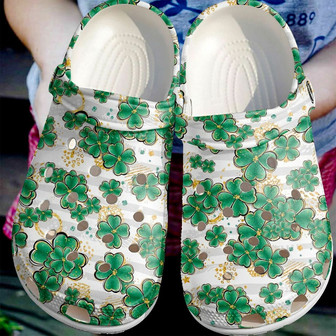 St Patricks Day Irish Gold Shamrocks Pattern Clogband Shoes - Monsterry