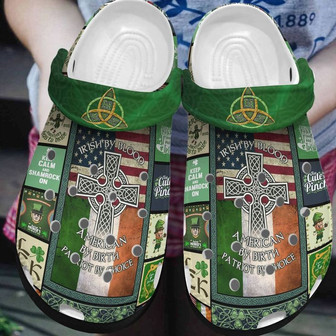 St Patricks Day Irish Shamrock Irish By Blood American By Birth Clogband Shoes - Monsterry