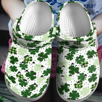 St Patricks Day Irish Shamrocks Pattern Clogband Shoes - Monsterry