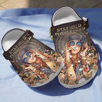 Stay Wild Flower Child Hippie Girl Shoes Clogs Birthday Holiday Gifts For Women Girls - Monsterry CA