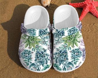 Succulent Watercolor Pattern Unisex Clog Shoes - Monsterry