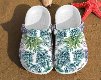 Succulent Watercolor Pattern Unisex Clog Shoes - Monsterry