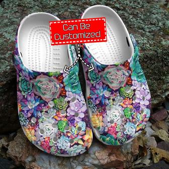 Succulents Personalized Colorful Succulents Pattern Clog Shoes - Monsterry