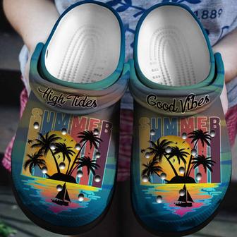Summer Vibes With Palm Shoes Clogs Holiday Gift For Men Women - Monsterry CA