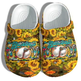 Sunflower Baseball Mom Farm Girl Shoes For Wife Mom Grandma - Farmer Baseball Mom Sunflower Shoes Croc Clogs - Monsterry UK