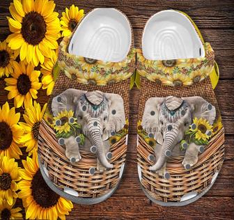 Sunflower Elephant Handmade Bag Shoes For Women - Elephant Croc Clogs Shoes Gift Aunt - Monsterry DE