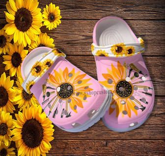 Sunflower Mix Hair Stylist Item Clog Shoes - Hair Hustler Sunflower Faith Shoes Clog Clogs Customize Gift Mother Day - Monsterry