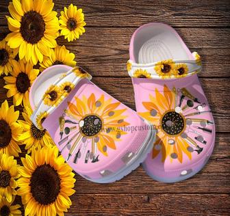 Sunflower Mix Hair Stylist Item Croc Shoes - Hair Hustler Sunflower Faith Shoes Croc Clogs Customize Gift Mother Day - Monsterry UK