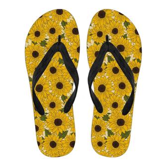 Sunflower Pattern Flip Flops 90Sfootwear - Monsterry