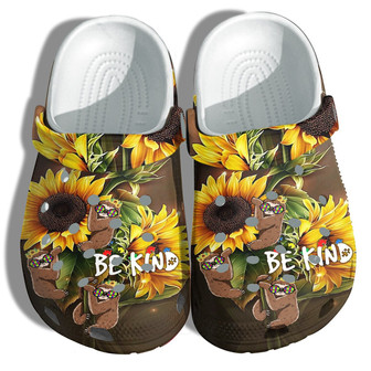 Sunflower Sloth Autism Be Kind Shoes - Autism Awareness Sloth Funny Shoes Clog Clogs Gifts Mother Day - Monsterry