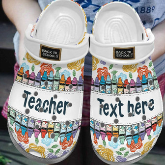 Teacher Back To School Crayon Pencils Personalized Name Clogband Clog Shoes For Men Women - Monsterry