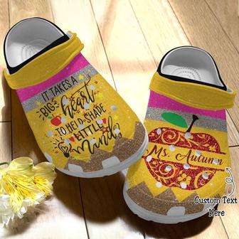 Teacher Custom Name It Takes A Big Heart To Help Shape Little Minds Crocband Clog Shoes For Men Women - Monsterry UK