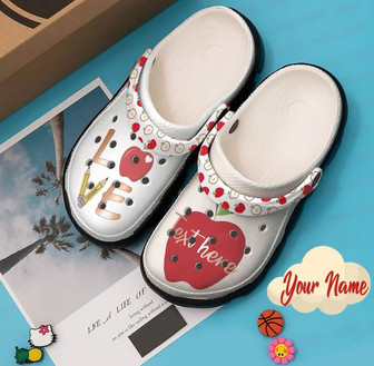 Teacher Love Personalized Name Clogband Clog Shoes For Men Women - Monsterry