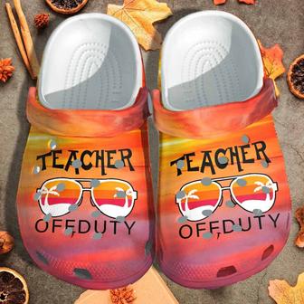 Teacher Off Duty Custom Shoes Clogs - Sunglasses Beach Sunset School Teaching Outdoor - Monsterry UK