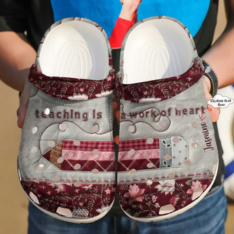 Teacher Personalized Name Teaching Is A Work Of Heart Clogband Clog Shoes For Men Women - Monsterry