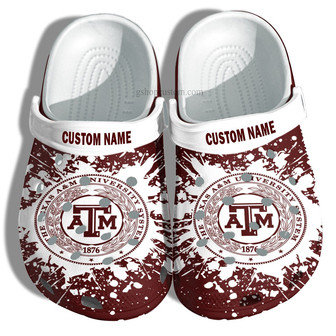 Texas Am University Graduation Gifts Clog Shoes Customize- Admission Gift Shoes For Men Women - Monsterry