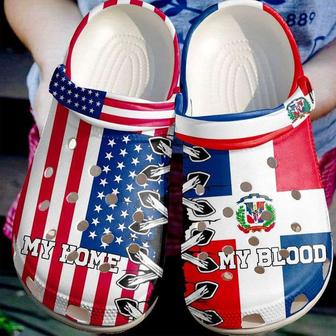 The Dominican Republic My Home Blood America Flag Crocband Clogs - Monsterry