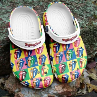 The Rollings Stones Rock Band Crocs Crocband Clogs Shoes Comfortable For Men Women - Monsterry