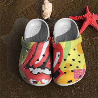 The Rollings Stones Rock Band Crocs Crocband Shoes Comfortable Clogs For Men Women - Monsterry