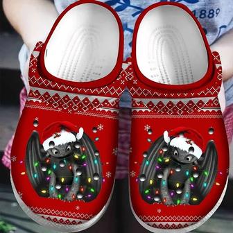 Toothless Santa Hat Ugly Pattern Christmas Crocband Clog Shoes For Men Women - Monsterry DE