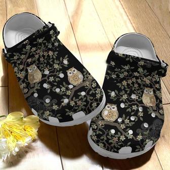 Tree And Owl Pattern Clogs Shoes Birthday Thanksgiving Christmas Gifts For Men Women - Monsterry
