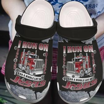 Trucker - I Run On Caffein Diesel And A Whole Lot Of Jesus Clogs Shoes - Monsterry DE