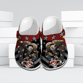Veterans Crocs Eagle America Flag Veteran Gift Clog Shoes - Monsterry