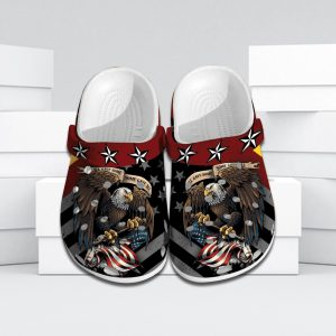 Veterans Crocs Eagle America Flag Veteran Gift Clog Shoes - Monsterry