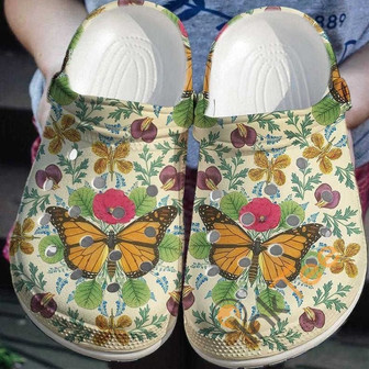 Vintage Butterfly With Flower Decor Clog Shoes - Monsterry