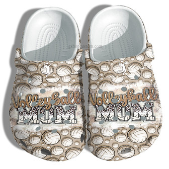 Volleyball Mom Leopard Twinkle Clog Shoes Gift Mommy - Volleyball Pattern Shoes Gift Women Birthday - Monsterry