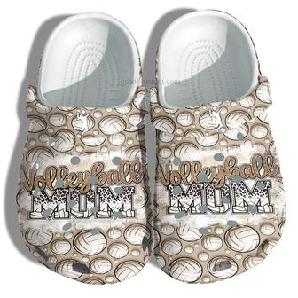 Volleyball Mom Leopard Twinkle Croc Shoes Gift Mommy - Volleyball Pattern Shoes Gift Women Birthday - Monsterry